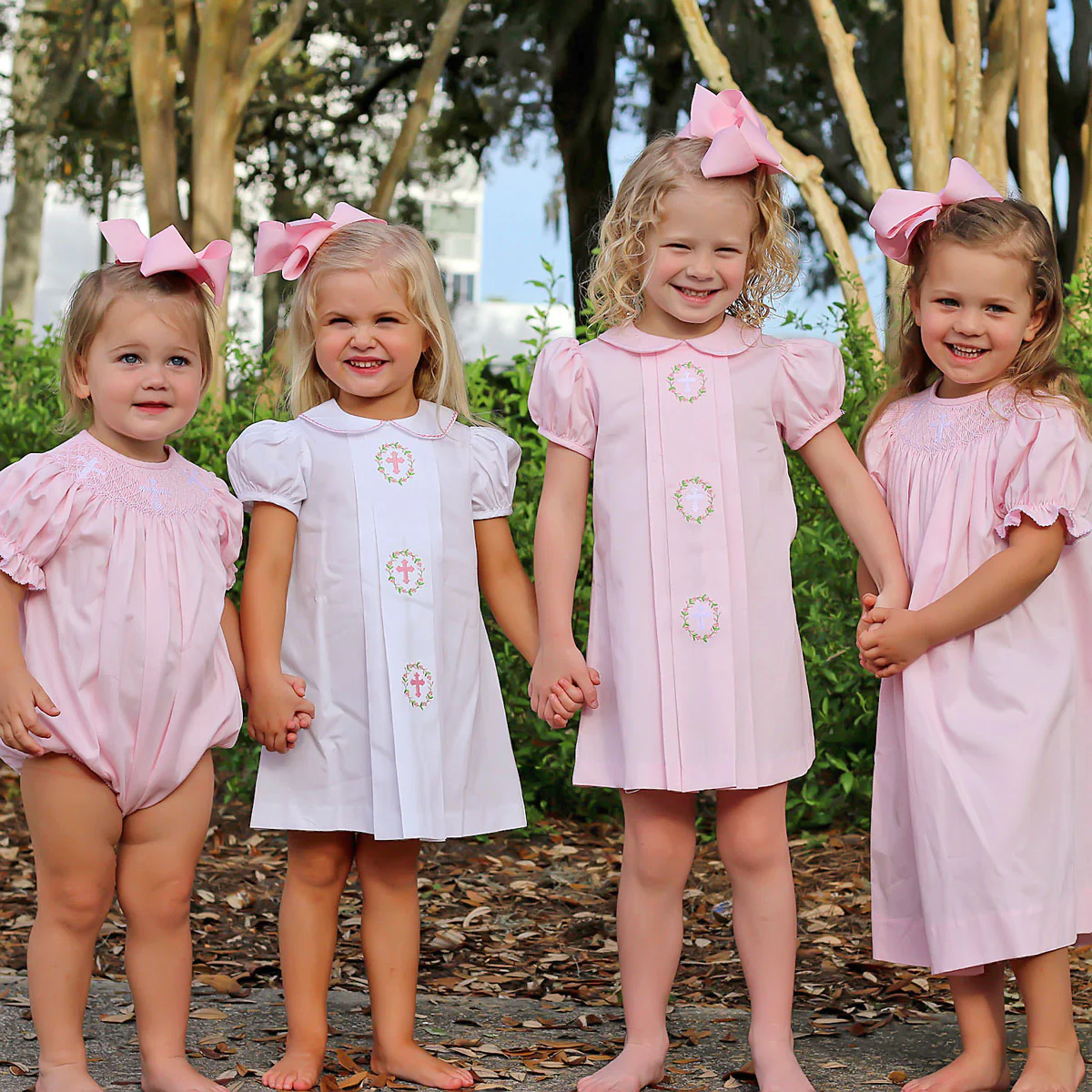Cross and Wreath Embroidered Pink Sally Dress - Image 4