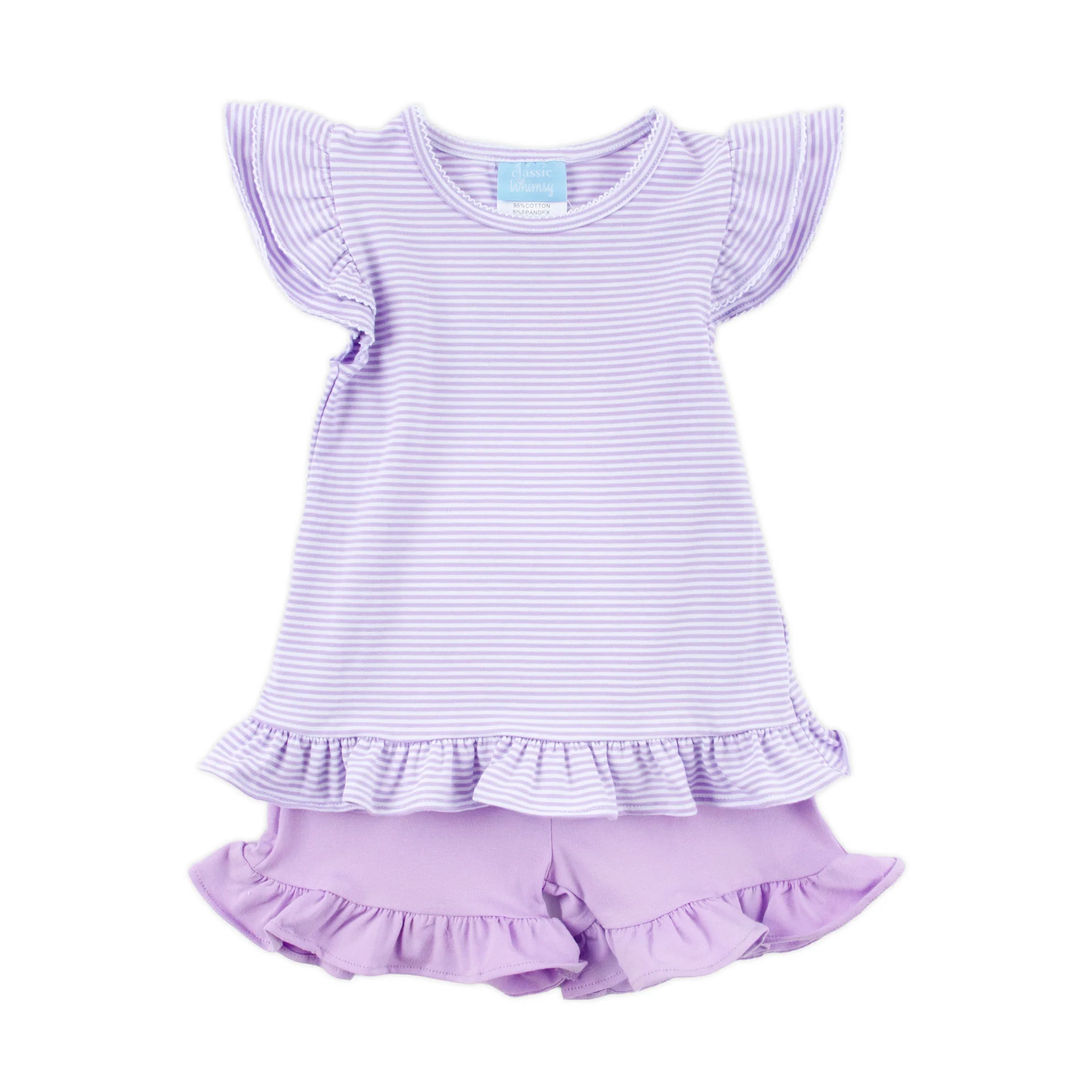 Milly Stripe Ruffle Short Set Lavender - Image 4