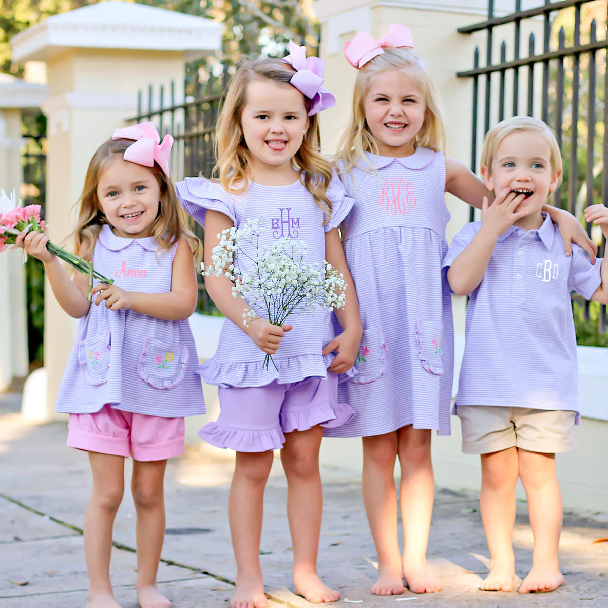 Milly Stripe Ruffle Short Set Lavender - Image 5