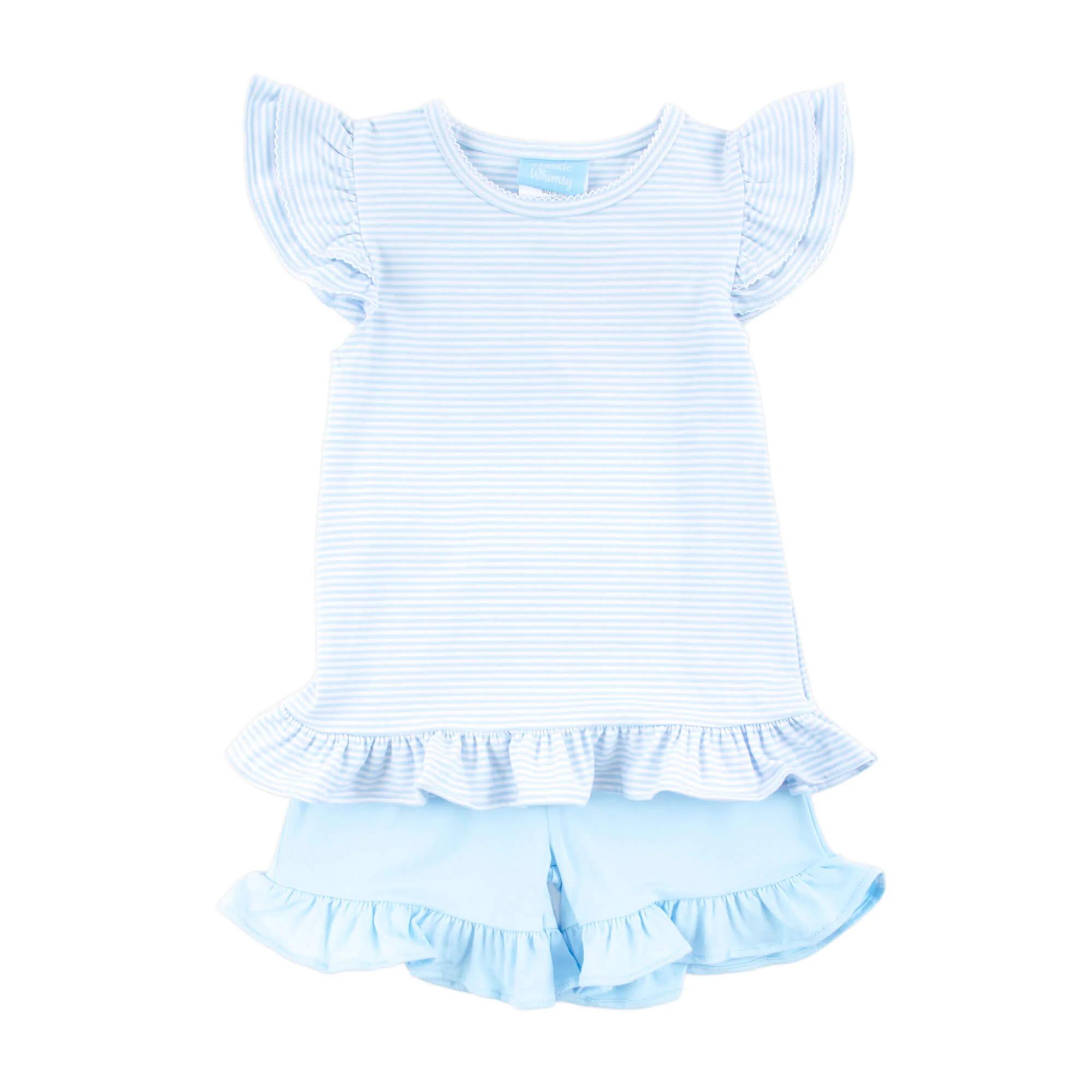 Milly Stripe Ruffle Short Set Light Blue - Image 4