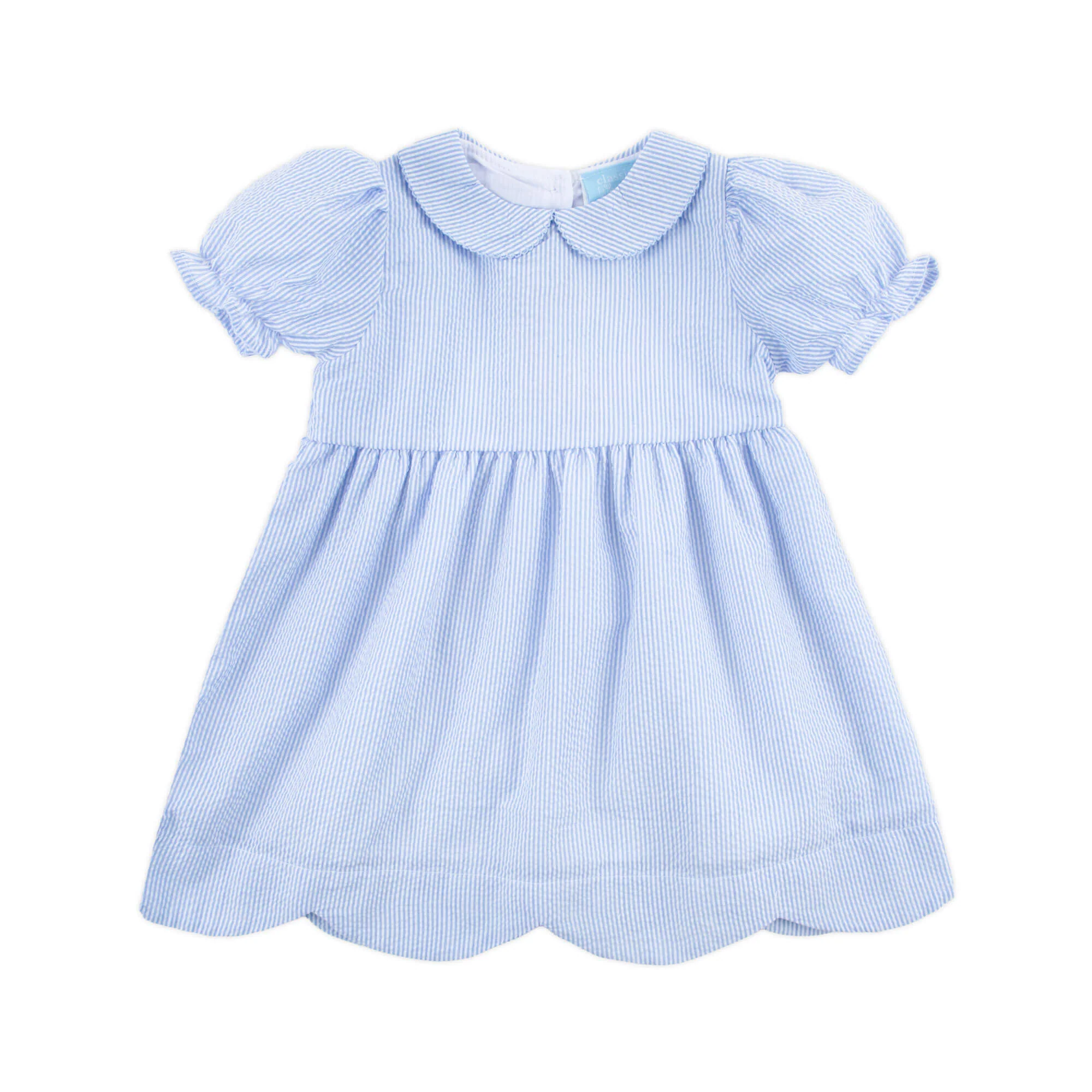 French Blue Stripe Seersucker Collared Dress - Image 4