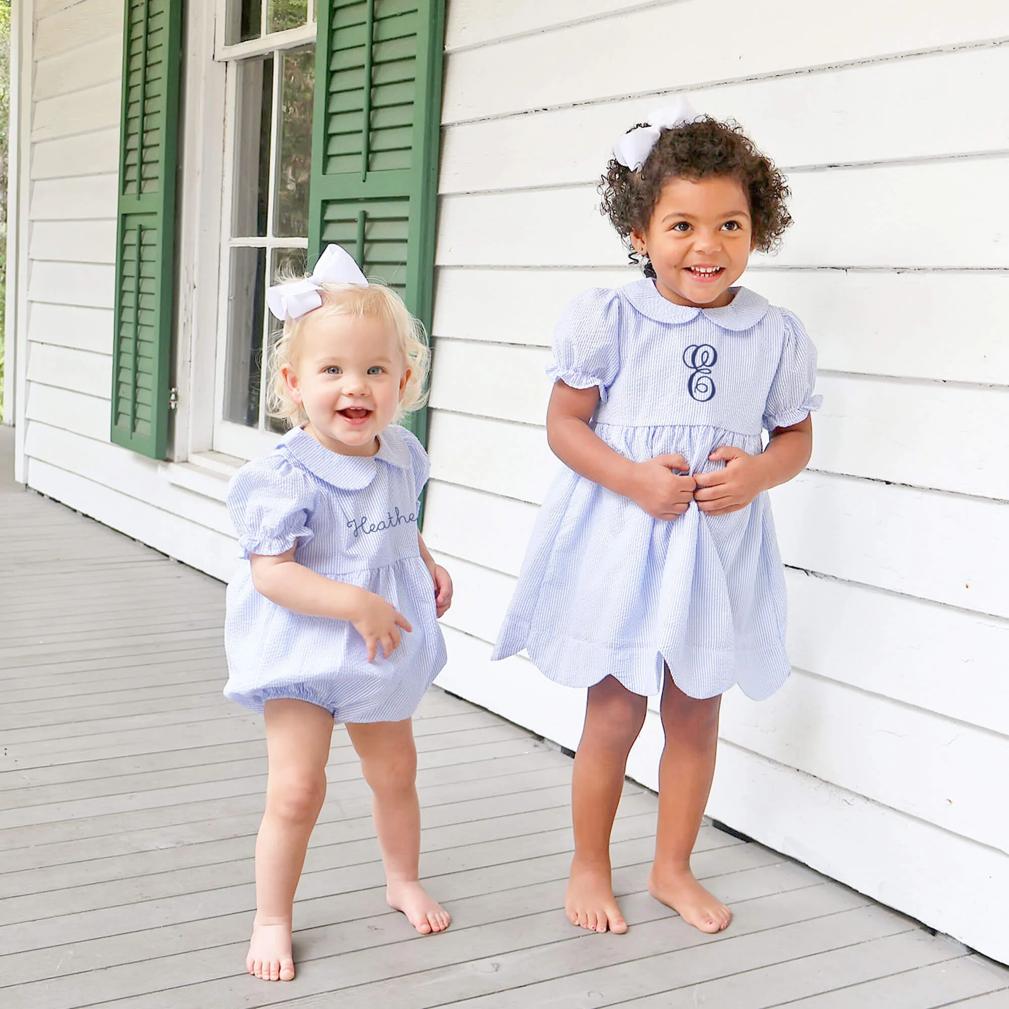 French Blue Stripe Seersucker Collared Dress - Image 5