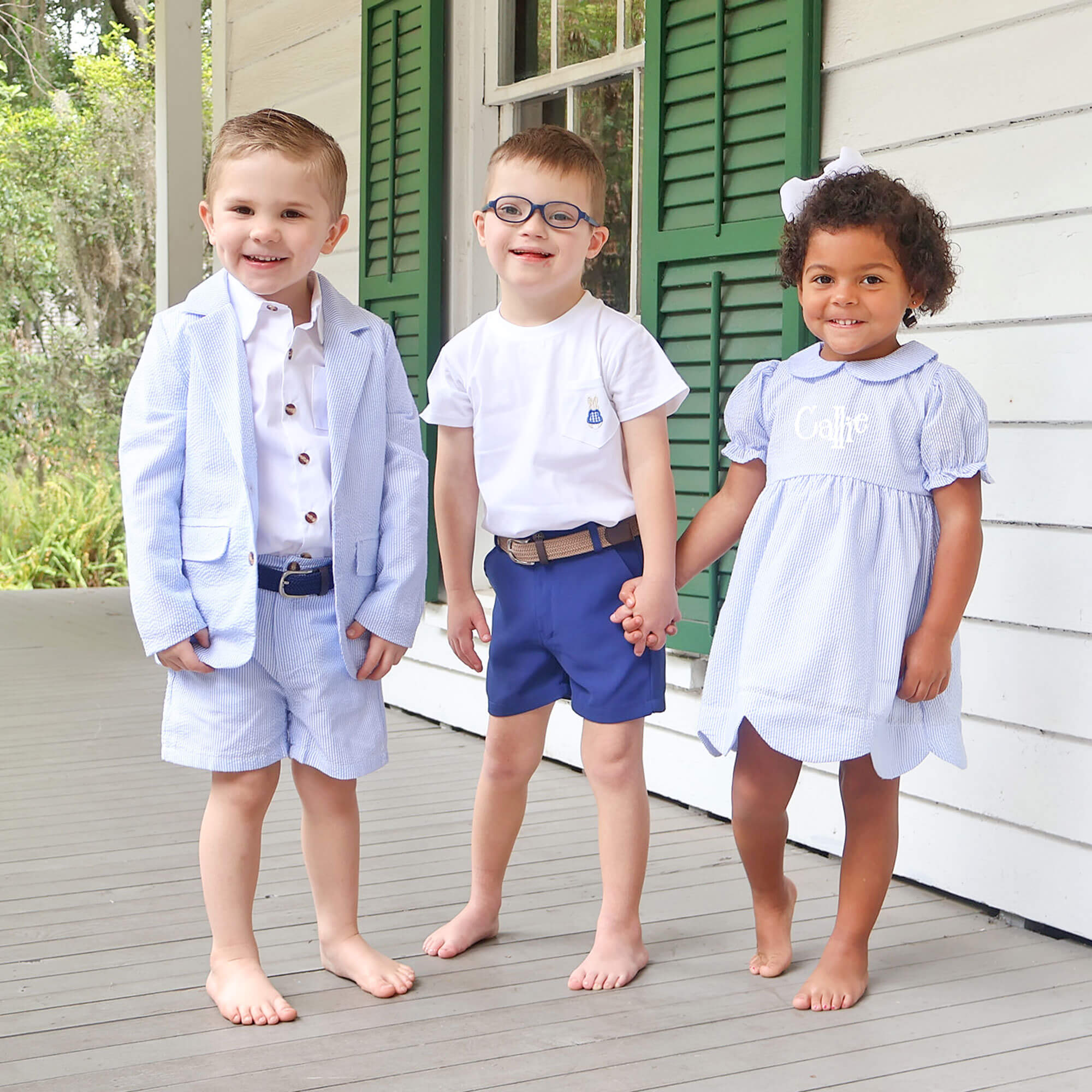 French Blue Stripe Seersucker Collared Dress - Image 6