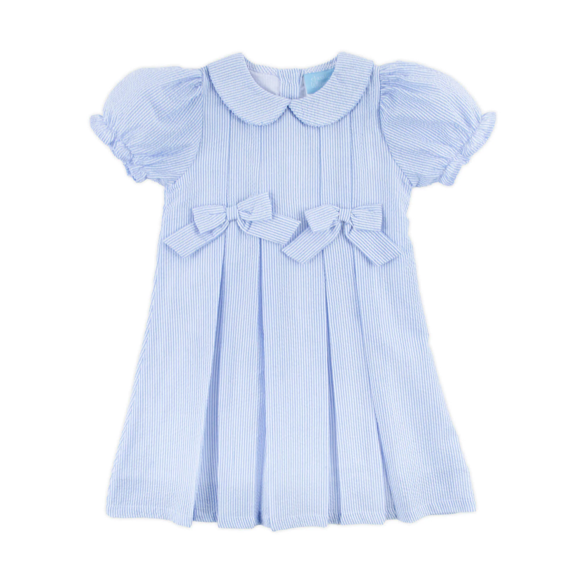 French Blue Stripe Seersucker Molly Dress - Image 3