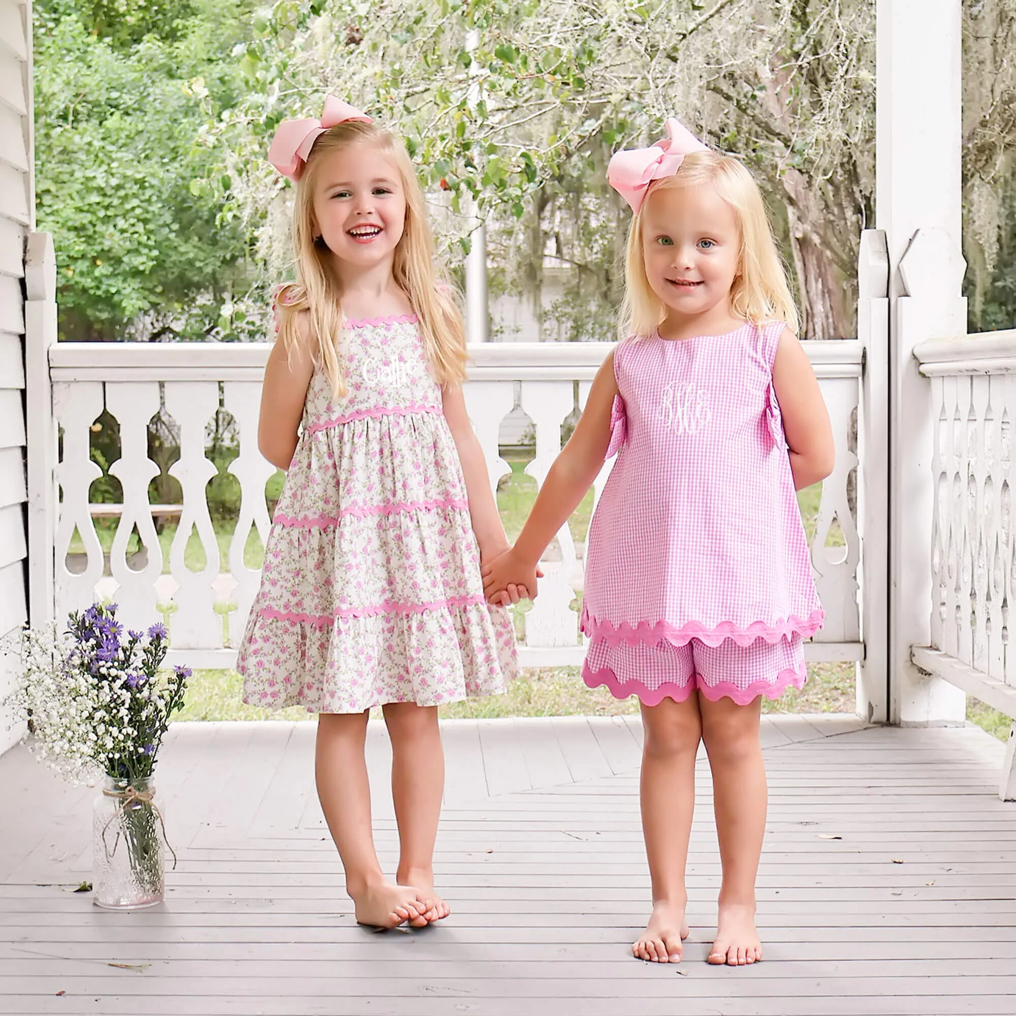 Light Pink Gingham Eleanor Short Set - Image 5