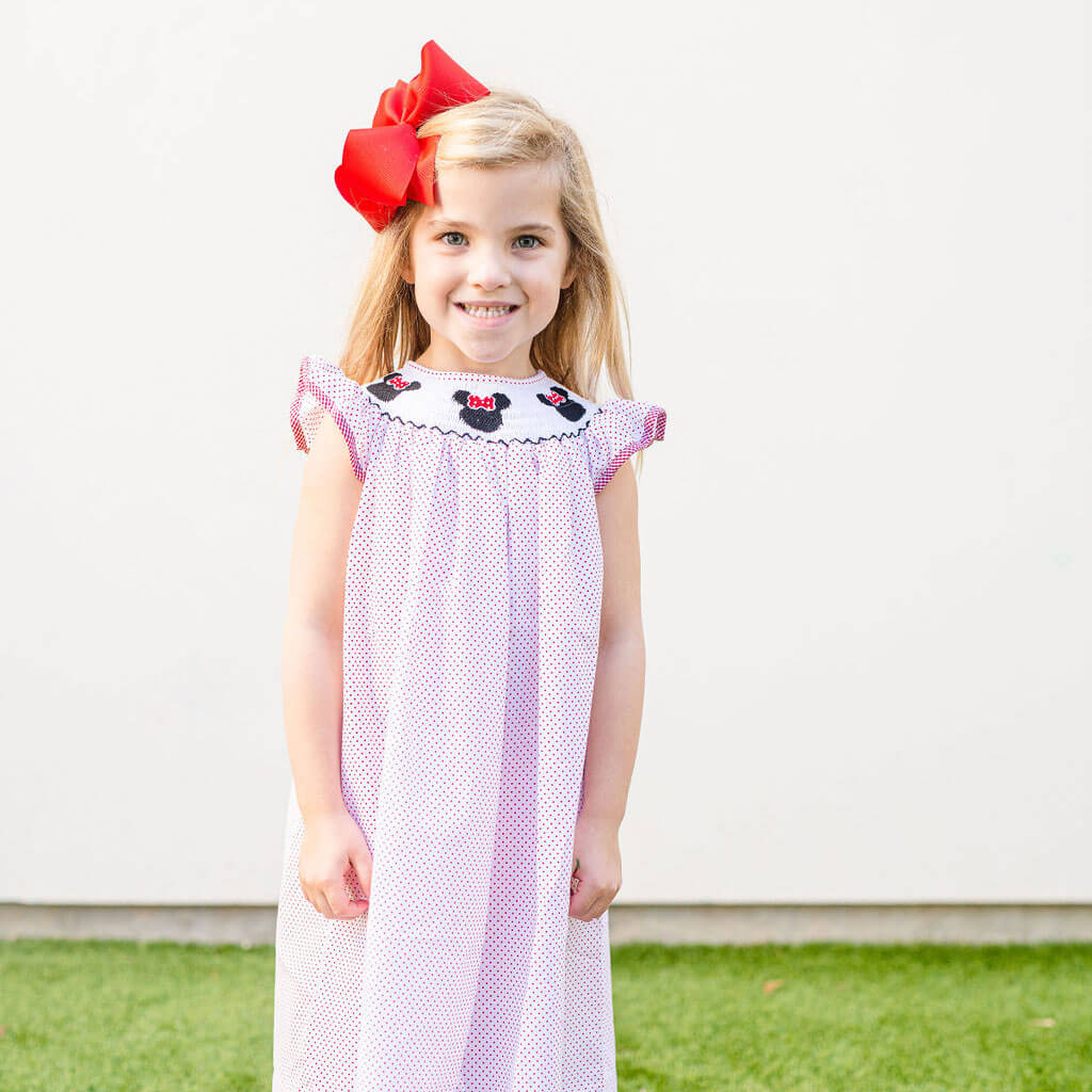 Mouse Ears Smocked Dress Red Dot - Image 4