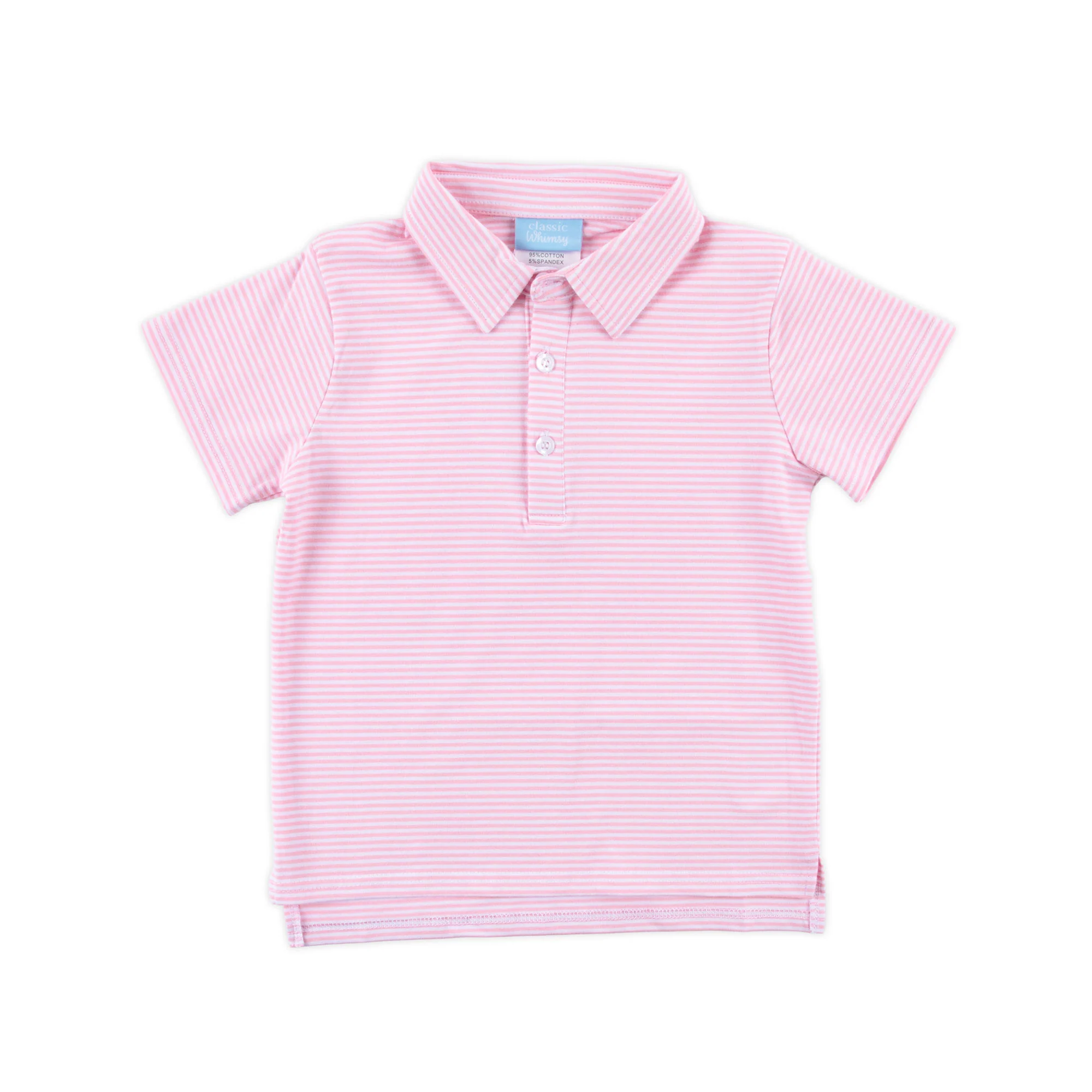 Pink Stripe Knit Short Sleeve Polo - Image 5