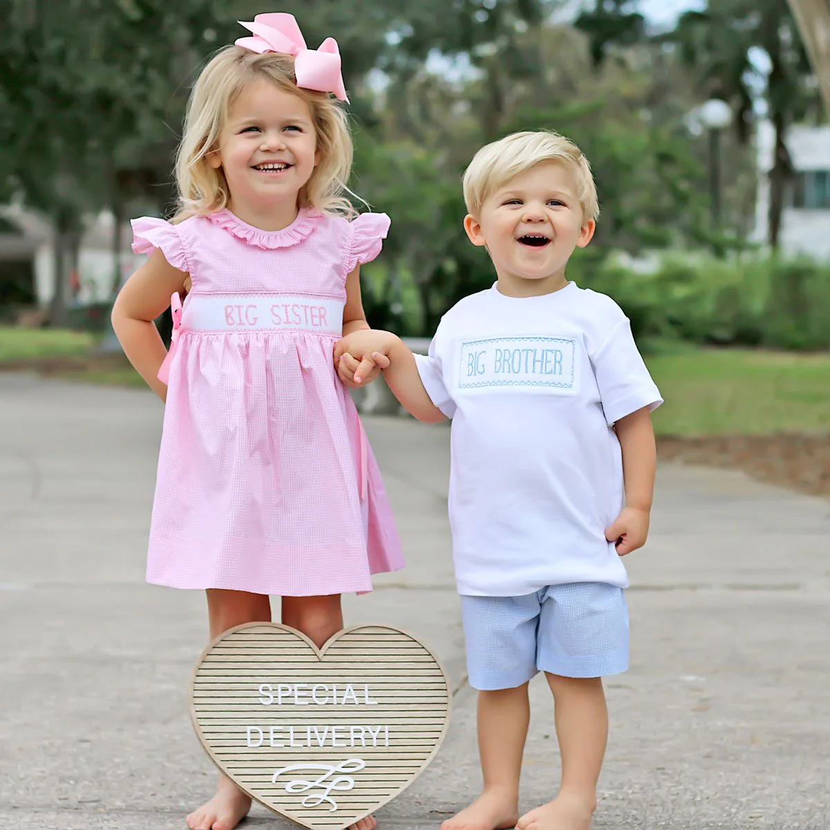 Smocked Big Brother Short Set Light Blue Gingham - Image 4