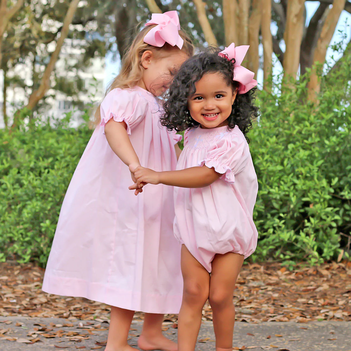 Smocked Cross Pink Pique Bubble - Image 6